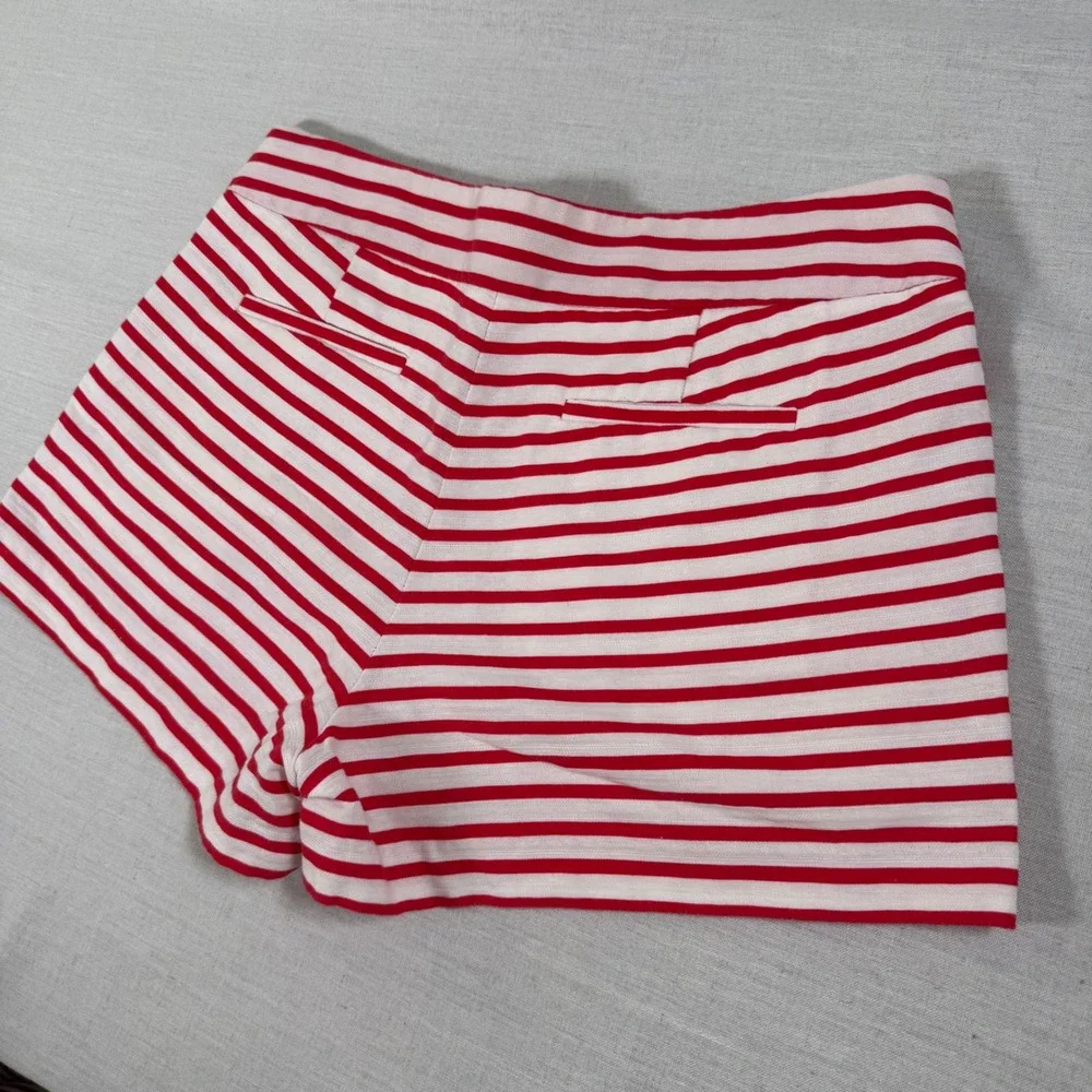 J.Crew Womens Size 10 Red White Striped Cotton Linen Shorts Nautical 46966‎